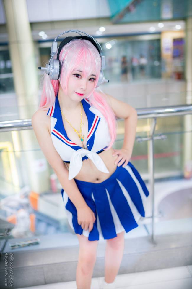 Cosplay福利/大胸妹超级索尼子SUPER SONICO制服性感cos福利