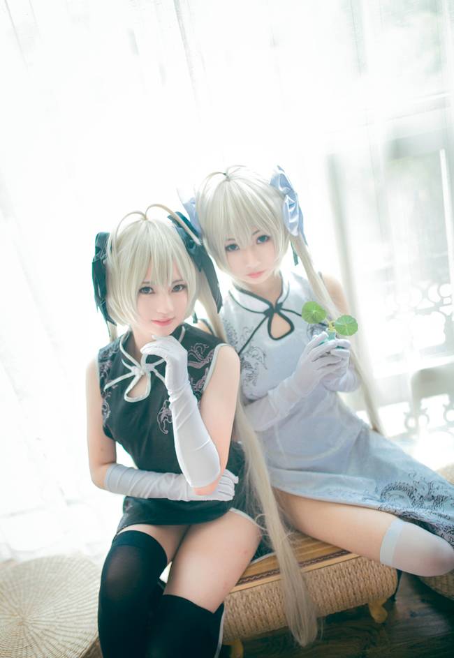 Cosplay福利/缘之空春日野穹白旗袍黑丝无下限cos福利