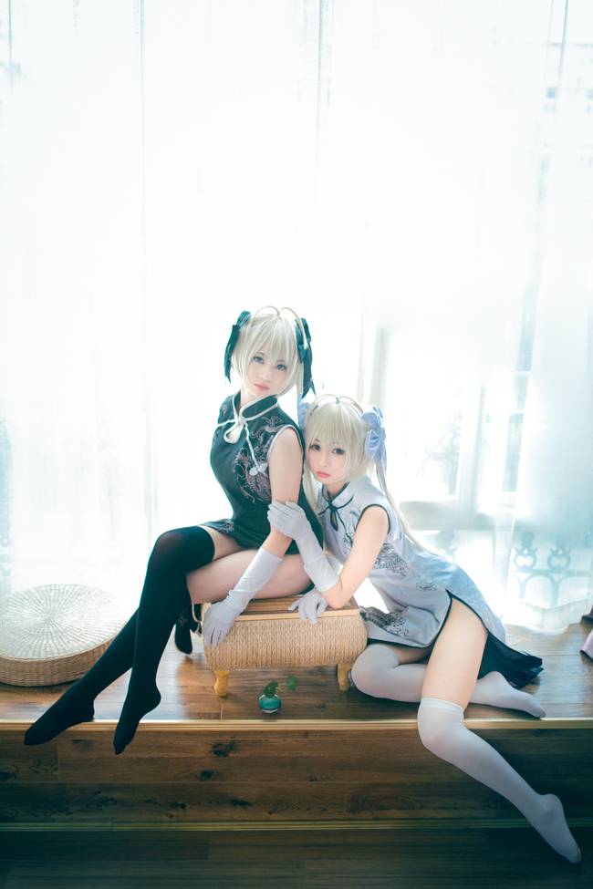 Cosplay福利/缘之空春日野穹白旗袍黑丝无下限cos福利
