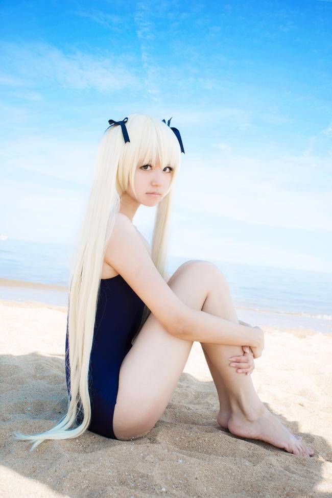 Cosplay福利/缘之空 萌妹死库水泳装 COS福利