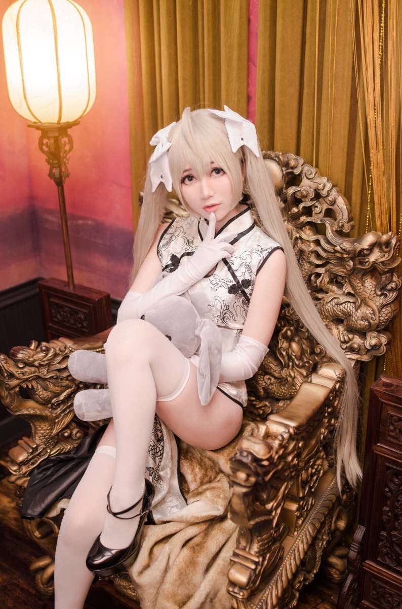Cosplay福利/《缘之空》穹妹白旗袍COS福利,白丝美腿诱惑