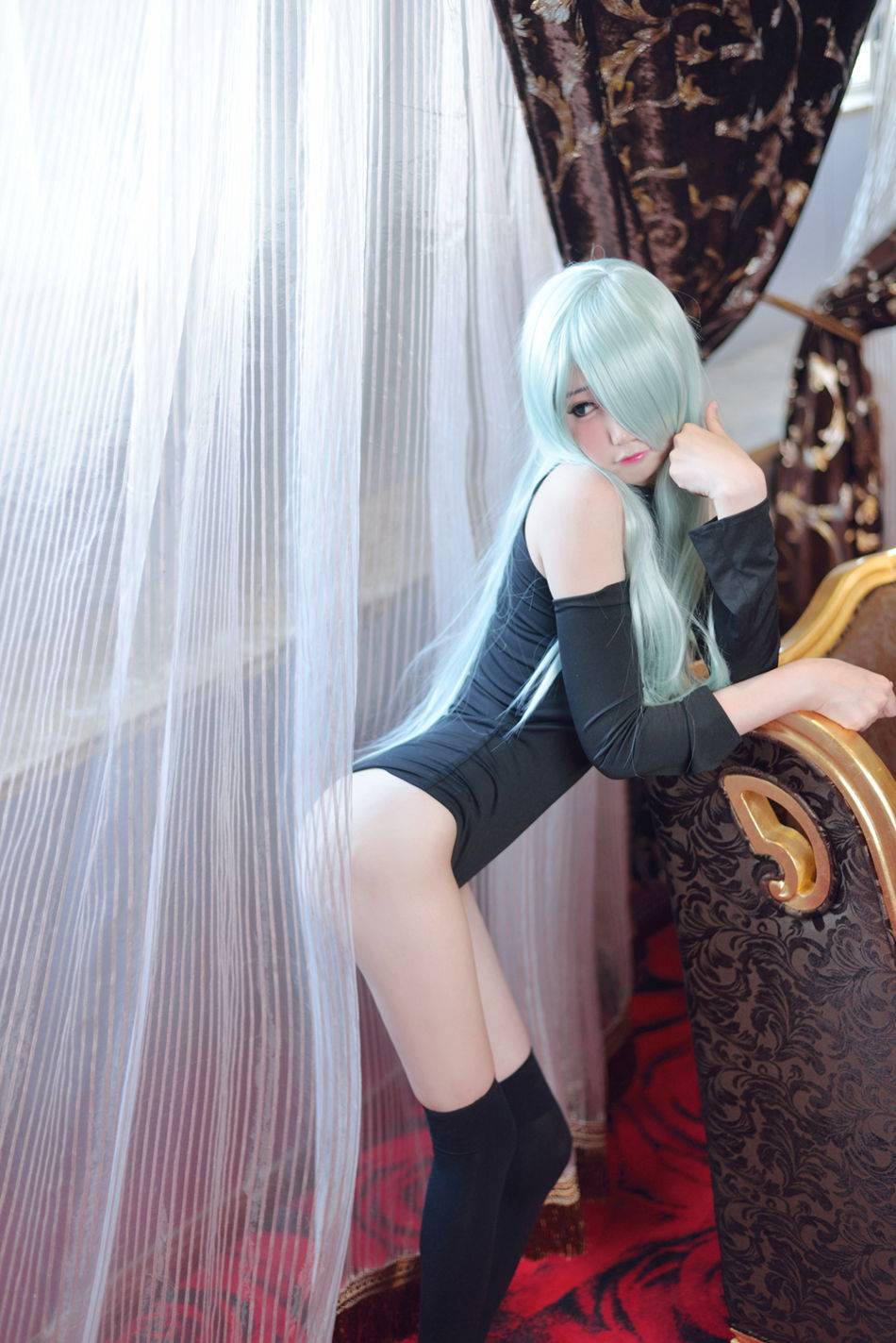 Cosplay福利/七原罪-伊丽莎白黑丝COS福利