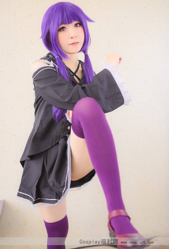 Cosplay福利/双马尾萝莉制服奇怪少女宁零初cosplay 紫色丝袜腿控福利