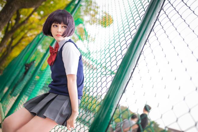 Cosplay福利/黑丝绝对领域JK制服少女 《人渣的本愿》女主安乐冈花火COSPLAY