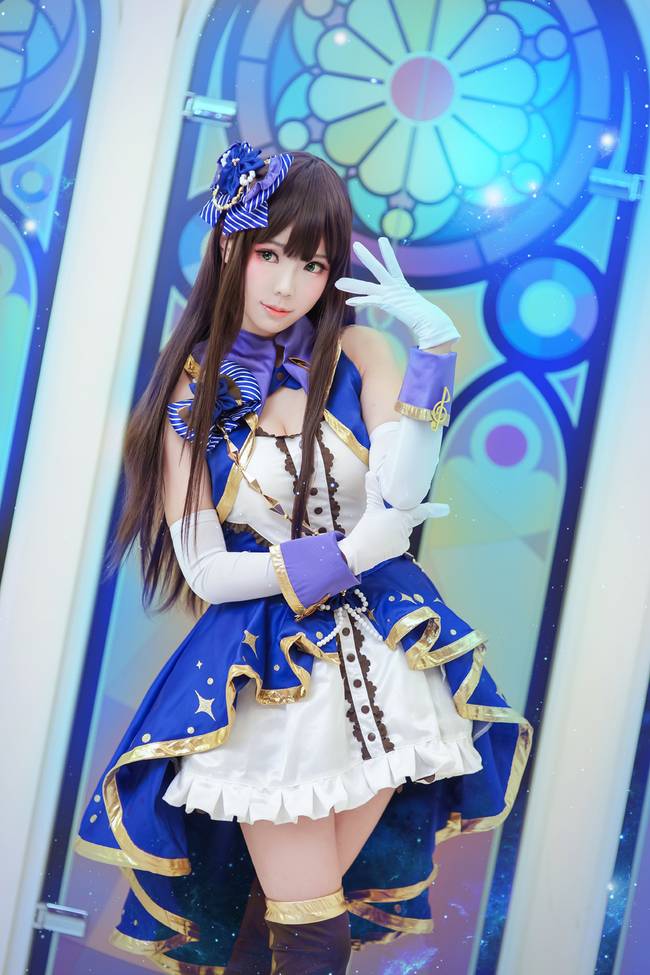 Cosplay福利/蓝裙绝对领域少女 偶像大师 灰姑娘女孩 涩谷凛COSPLAY
