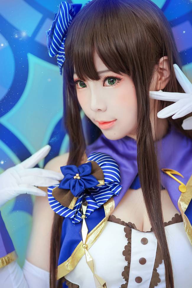 Cosplay福利/蓝裙绝对领域少女 偶像大师 灰姑娘女孩 涩谷凛COSPLAY