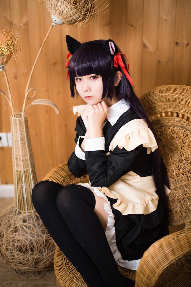 Cosplay福利/五更琉璃黑丝绝对领域女仆装COSPLAY