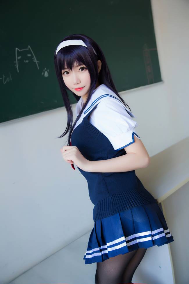 Cosplay福利/《黑丝学姐你别走》路人女主的养成方法霞之丘诗羽COSPLAY