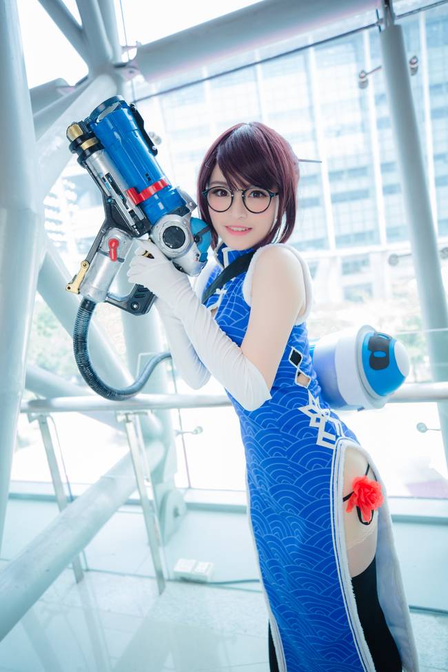 Cosplay福利/黑丝旗袍绝对领域美少女 守望先锋MEI COSPLAY