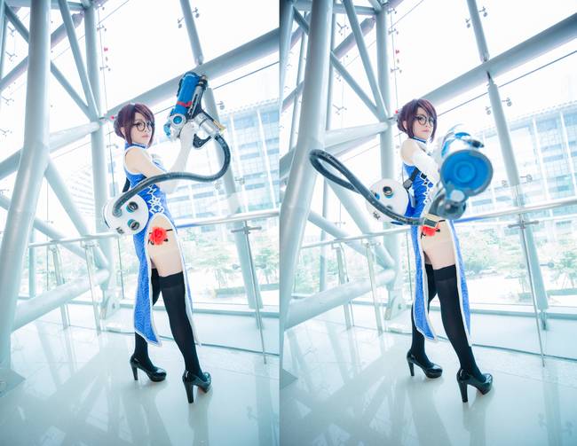 Cosplay福利/黑丝旗袍绝对领域美少女 守望先锋MEI COSPLAY