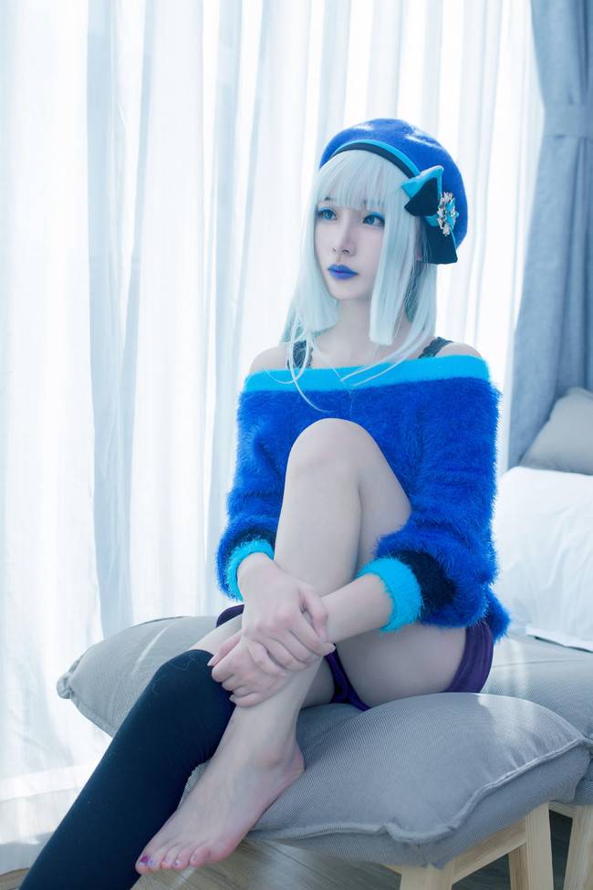 Cosplay福利/黑丝绝对领域蓝色妖姬 阴阳师 青行灯COSPLAY