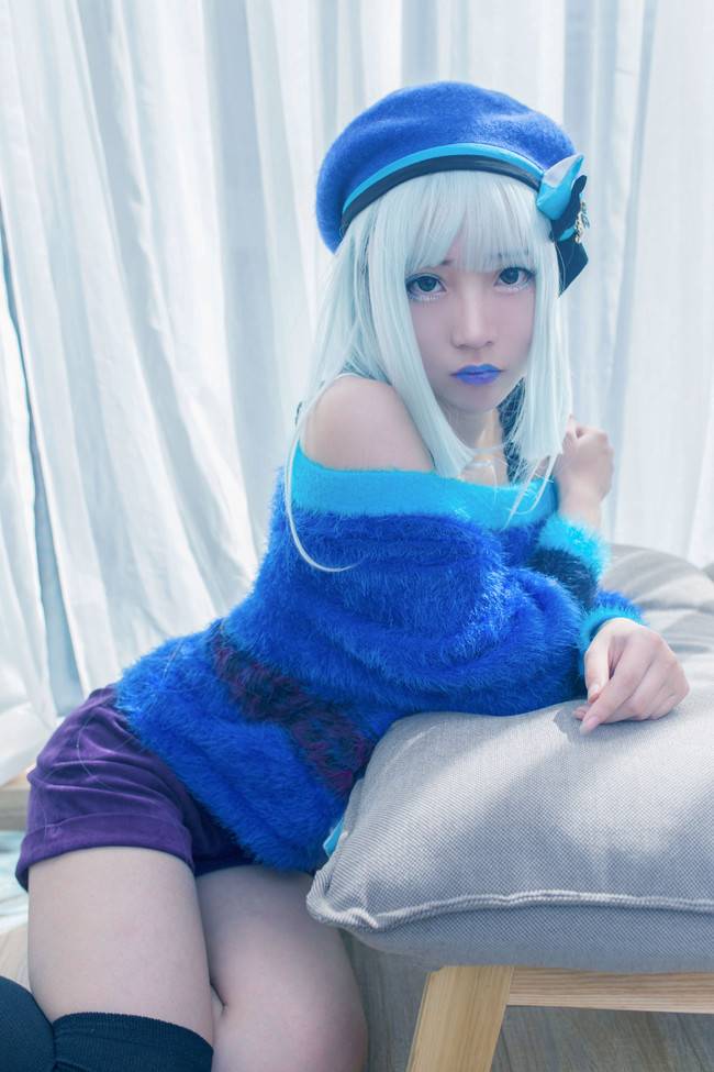 Cosplay福利/黑丝绝对领域蓝色妖姬 阴阳师 青行灯COSPLAY