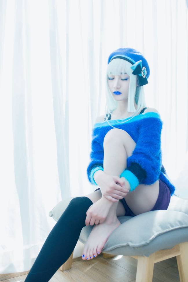 Cosplay福利/黑丝绝对领域蓝色妖姬 阴阳师 青行灯COSPLAY