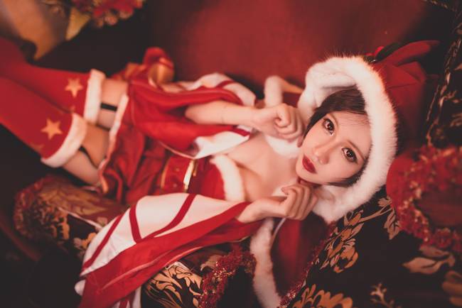 Cosplay福利/圣诞红绝对领域少女 王者荣耀貂蝉COSPLAY美图欣赏 cn:桃昔