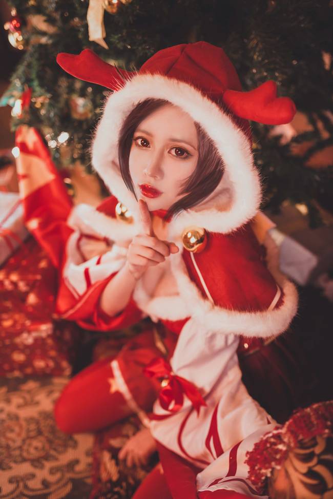 Cosplay福利/圣诞红绝对领域少女 王者荣耀貂蝉COSPLAY美图欣赏 cn:桃昔