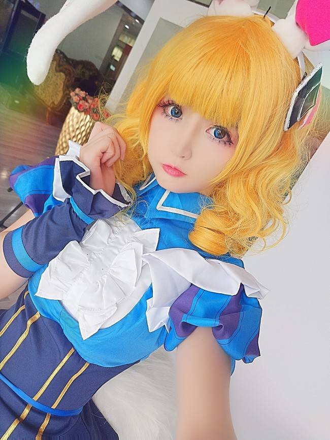 Cosplay福利/蓝白条纹绝对领域少女 王者荣耀妲己COSPLAY cn:yui金鱼