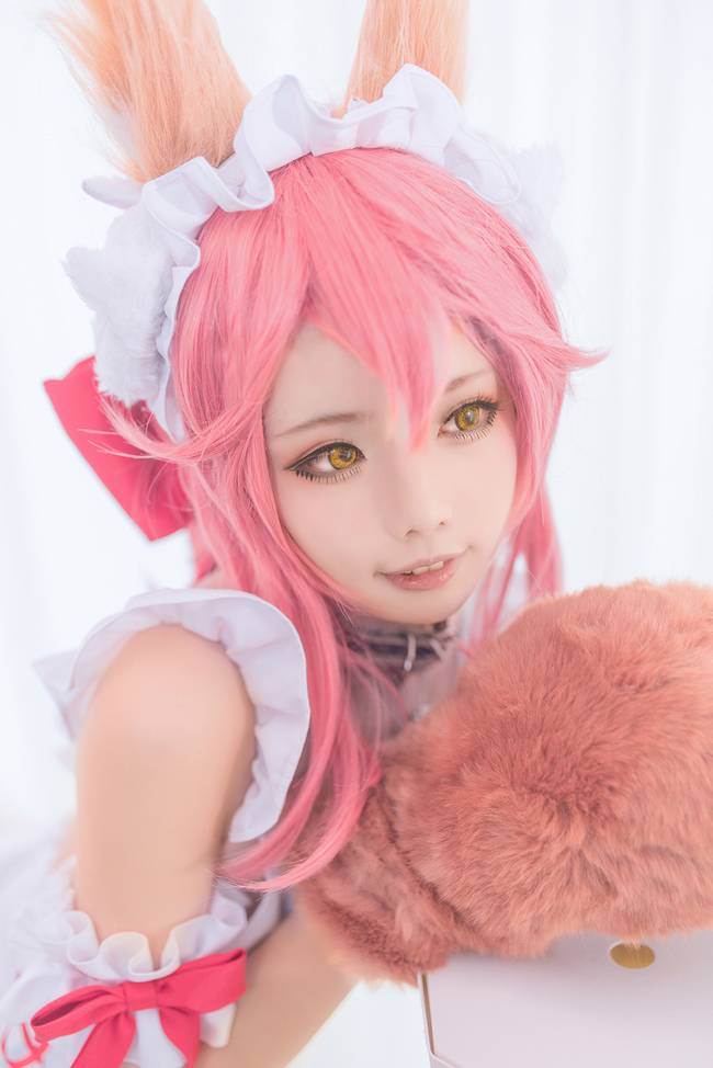 Cosplay福利/白丝绝对领域女仆装少女 Fate/Grand Order玉藻猫COSPLAY cn:桐谷弥夏