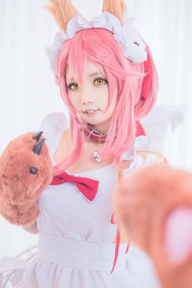 Cosplay福利/白丝绝对领域女仆装少女 Fate/Grand Order玉藻猫COSPLAY cn:桐谷弥夏
