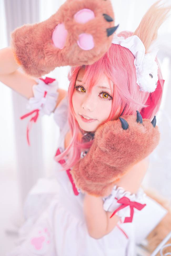 Cosplay福利/白丝绝对领域女仆装少女 Fate/Grand Order玉藻猫COSPLAY cn:桐谷弥夏