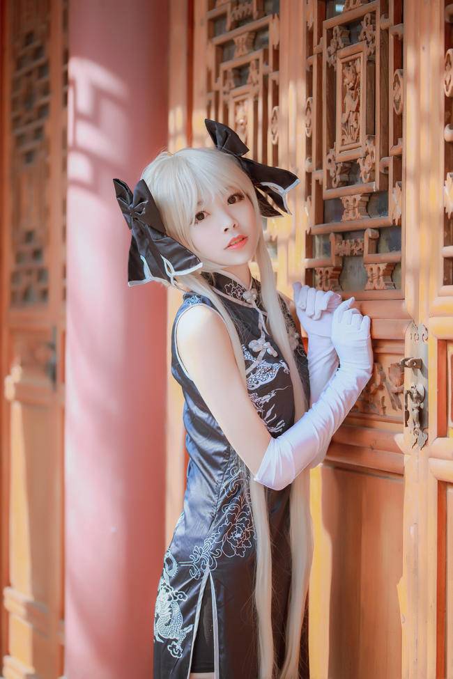 Cosplay福利/黑丝绝对领域旗袍少女 缘之空春日野穹COSPLAY