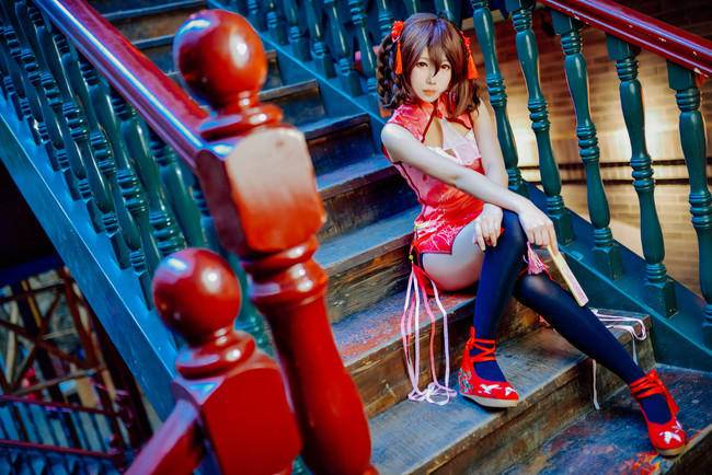 Cosplay福利/黑丝绝对领域旗袍少女VOCALOID乐正绫