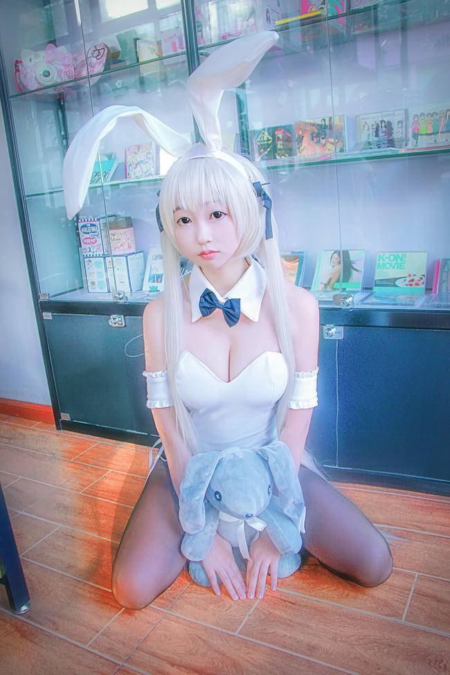 Cosplay福利/缘之空春日野穹COSPLAY，白色连体衣兔女郎