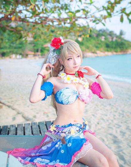 Cosplay福利/甜美萌妹南小鸟水着觉醒COS