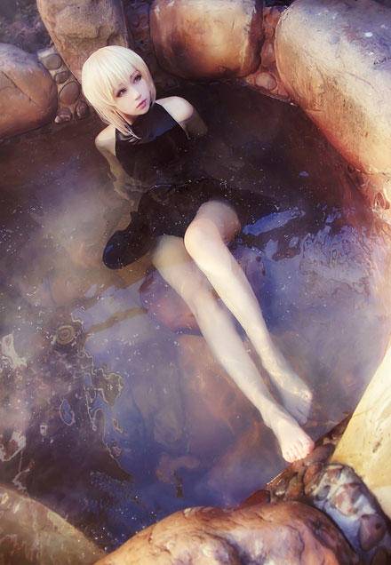 Cosplay福利/日本动画《fate》女主角saber泳装cosplay