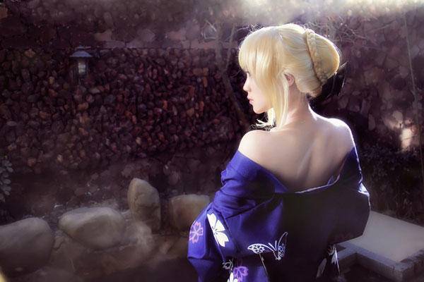 Cosplay福利/日本动画《fate》女主角saber泳装cosplay