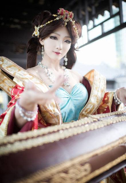 Cosplay福利/韩国萌妹AZA琴女娑娜古琴风福利COS