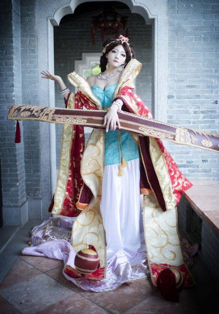 Cosplay福利/韩国萌妹AZA琴女娑娜古琴风福利COS