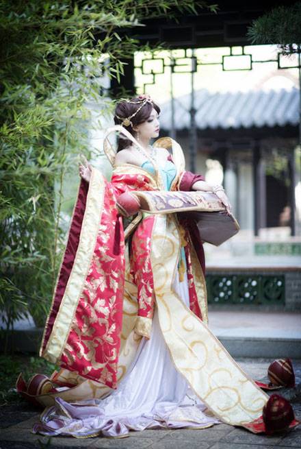 Cosplay福利/韩国萌妹AZA琴女娑娜古琴风福利COS