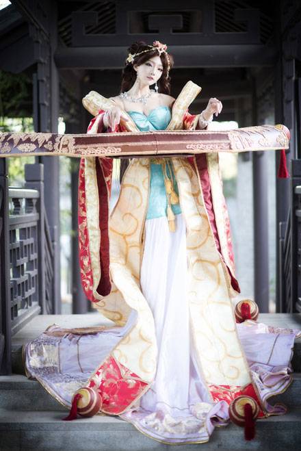 Cosplay福利/韩国萌妹AZA琴女娑娜古琴风福利COS