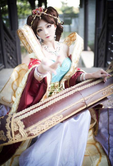 Cosplay福利/韩国萌妹AZA琴女娑娜古琴风福利cosplay