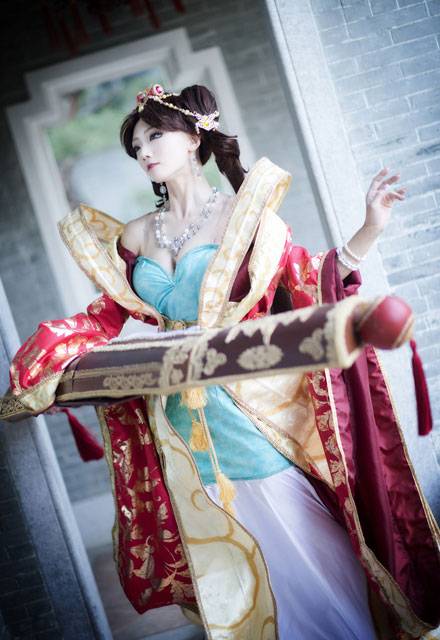 Cosplay福利/韩国萌妹AZA琴女娑娜古琴风福利cosplay