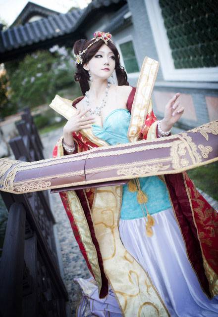 Cosplay福利/韩国萌妹AZA琴女娑娜古琴风福利cosplay