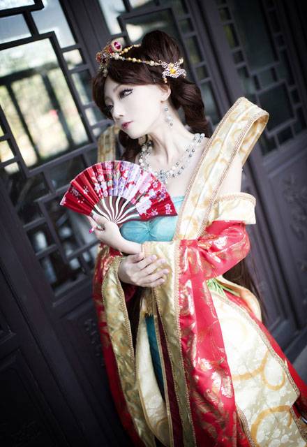 Cosplay福利/韩国萌妹AZA琴女娑娜古琴风福利cosplay