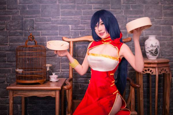 Cosplay福利/东条希同人旗袍萌妹爆乳COS