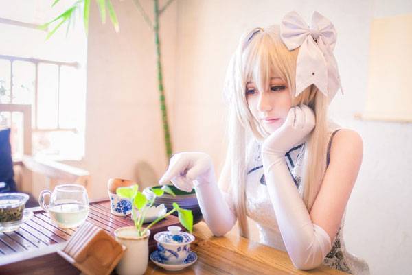 Cosplay福利/清纯软妹春日野穹白丝旗袍COS