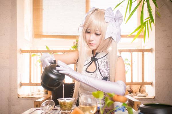 Cosplay福利/清纯软妹春日野穹白丝旗袍COS