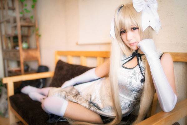 Cosplay福利/清纯软妹春日野穹白丝旗袍COS