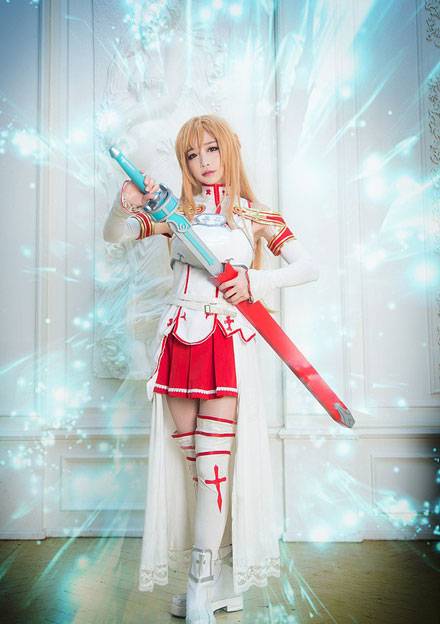 Cosplay福利/螺旋猫Tomia亚丝娜白丝制服Cos