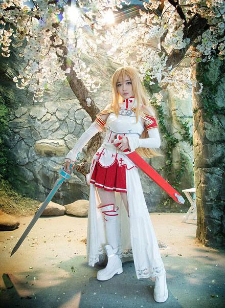 Cosplay福利/螺旋猫Tomia亚丝娜白丝制服Cos