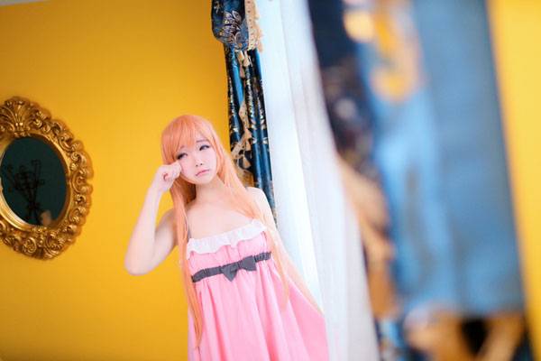 Cosplay福利/清纯萌妹亚丝娜睡衣COS