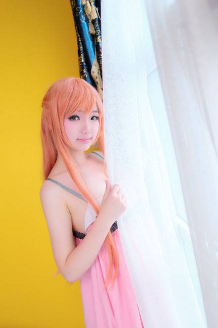 Cosplay福利/清纯萌妹亚丝娜睡衣COS