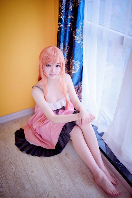 Cosplay福利/清纯萌妹亚丝娜睡衣COS