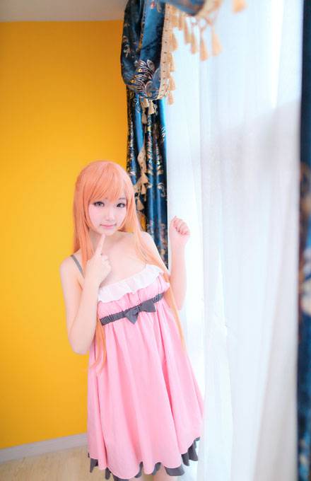 Cosplay福利/清纯萌妹亚丝娜睡衣COS