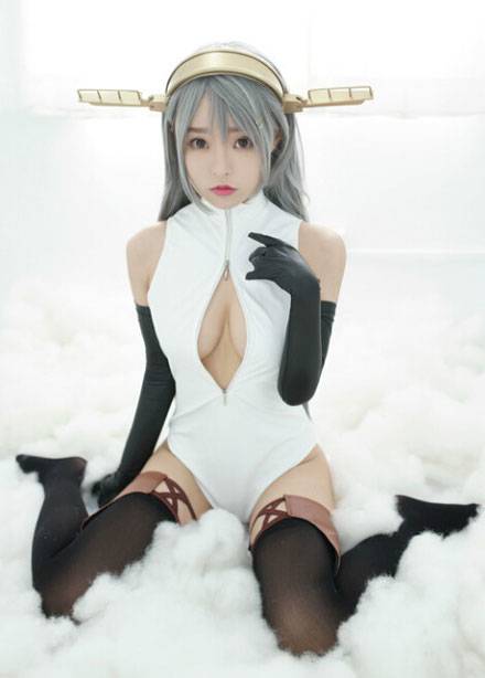 Cosplay福利/柳侑绮舰娘榛名开胸泳衣福利cos