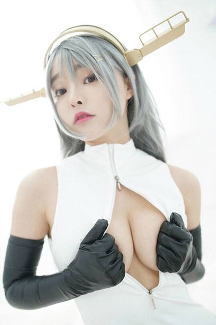 Cosplay福利/柳侑绮舰娘榛名开胸泳衣福利cos