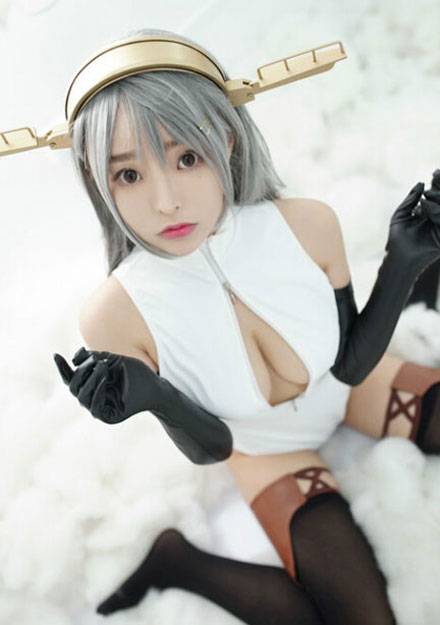 Cosplay福利/柳侑绮舰娘榛名开胸泳衣福利cos